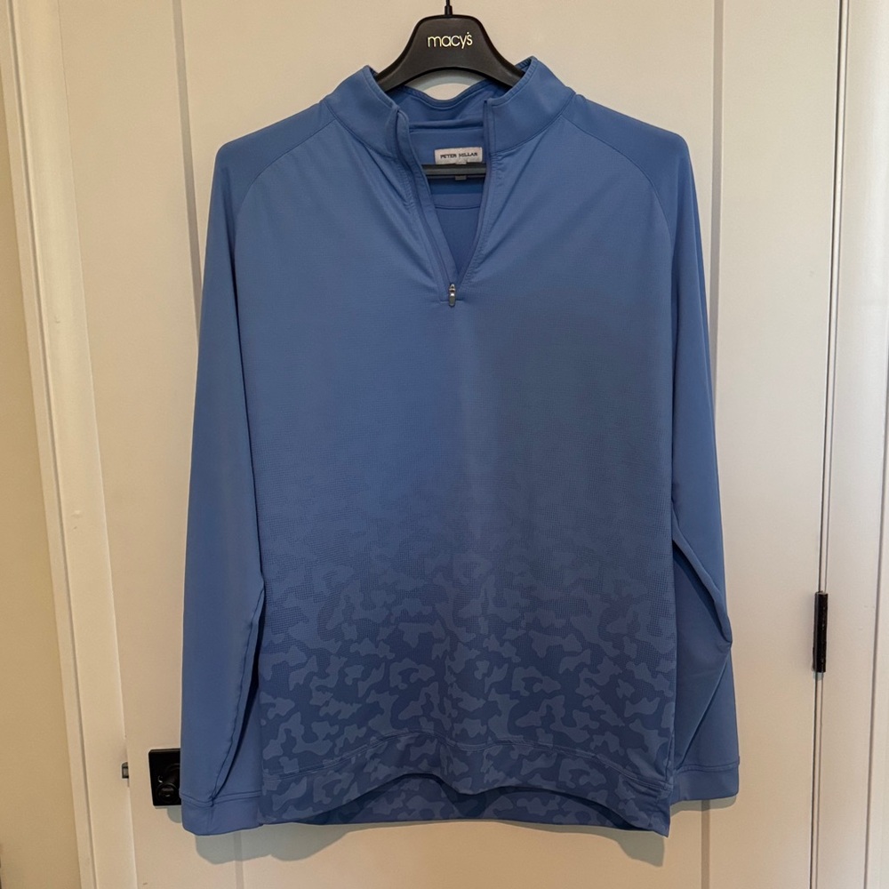 Peter Millar Sky Blue Quarter-Zip Pullover with Subtle Pattern